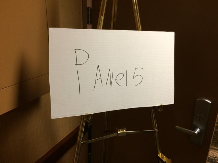 joshuajwirtanen's tweet photo. They ran out of panel signs after the fourth one. #AniMinneapolis #PanelSigns http://t.co/QxZ04ClW2Q