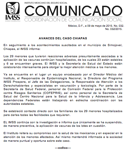 Tu_IMSS's tweet photo. #Comunicado Avances del caso Chiapas  http://t.co/JyeCIOIXEa http://t.co/JFVIIHmYHc