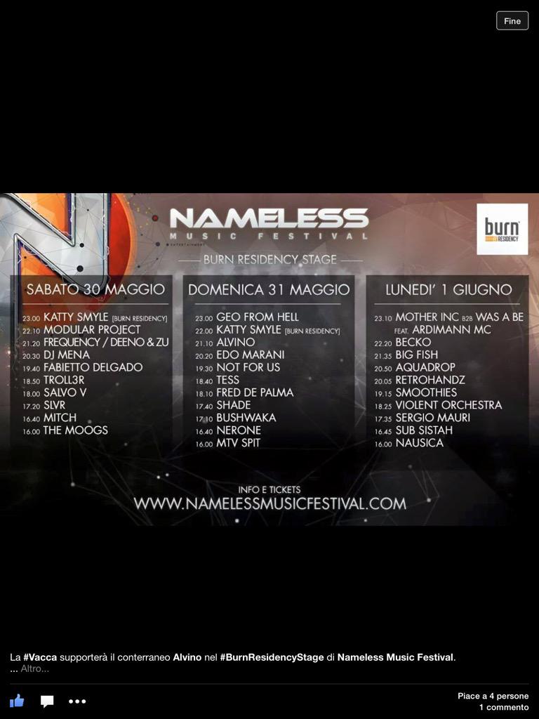 MartinaMagica's tweet photo. Al #NamelessFestival oltre ad @AlvinoMusic suoneranno pure @GEOFROMHELL ed #EdoMarani ๐ surprise! @TOPDJITALIA http://t.co/On6282YlA9