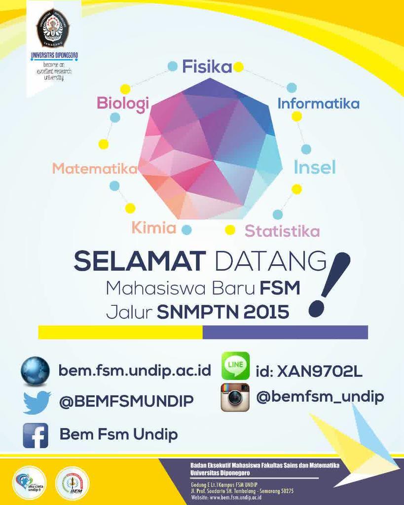Selamat datang mahasiswa baru. Universitas diponegoro fakultas sains dan matematika.