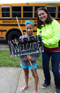 Ms. Spriggs leading the way to Keewaydin! Woodlawn walk 5/8/15