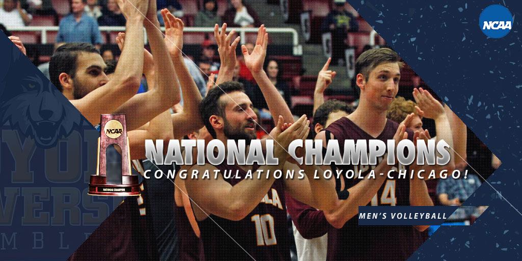 NCAAVolleyball's tweet photo. RAMBLERS REPEAT!

Loyola-Chicago defeats Lewis, 23-21 in 5th, to claim 2nd straight #ncaaMVB National Championship! http://t.co/IEIBkooABh