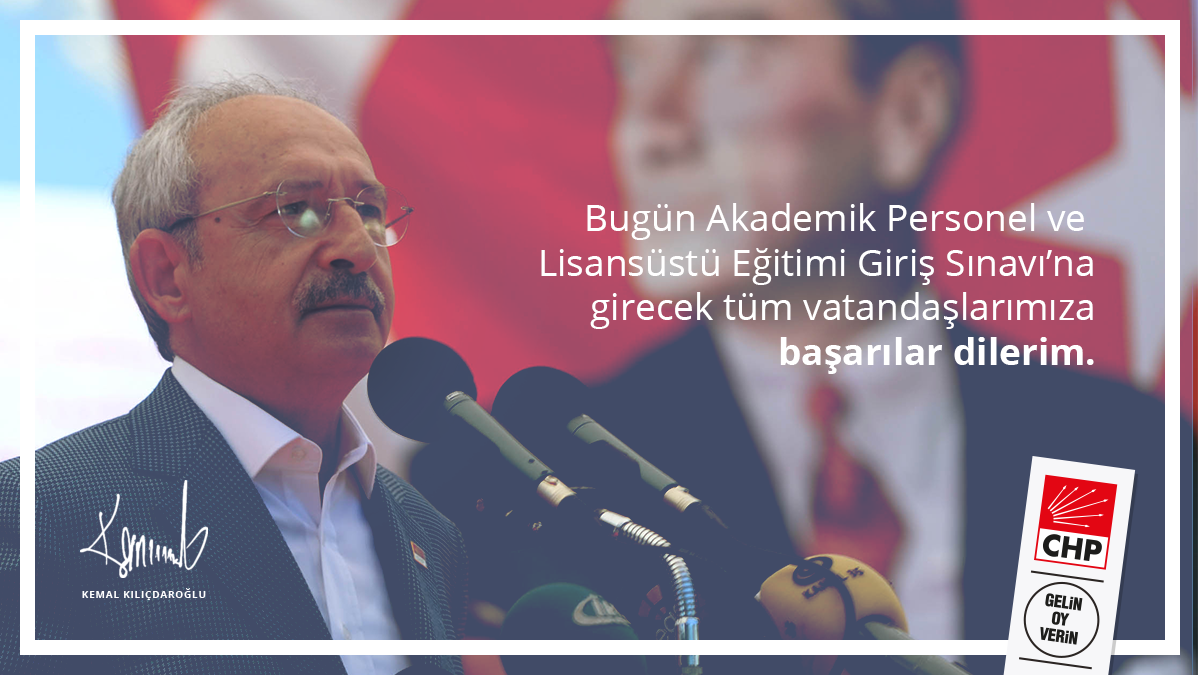 herkesicinCHP's tweet photo. Genel Başkanımız Kemal Kılıçdaroğlu, ALES’e gireceklere başarılar diliyor. http://t.co/4LcjykCYYO