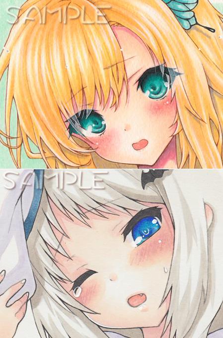 [R-18]肉とわふー | 茶野 #pixiv http://t.co/FiU16TU48T 凹凸のある用紙とマットな用紙に描いたものですが、並べると仕上がりの質感の違いがよくわかりますね(゜д゜)! 