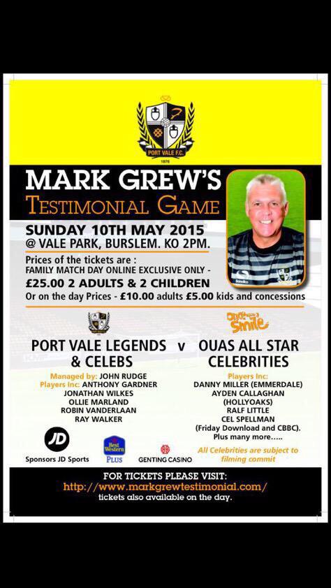 Today is the day! Who's coming down. Mark's last ever game at vale park.