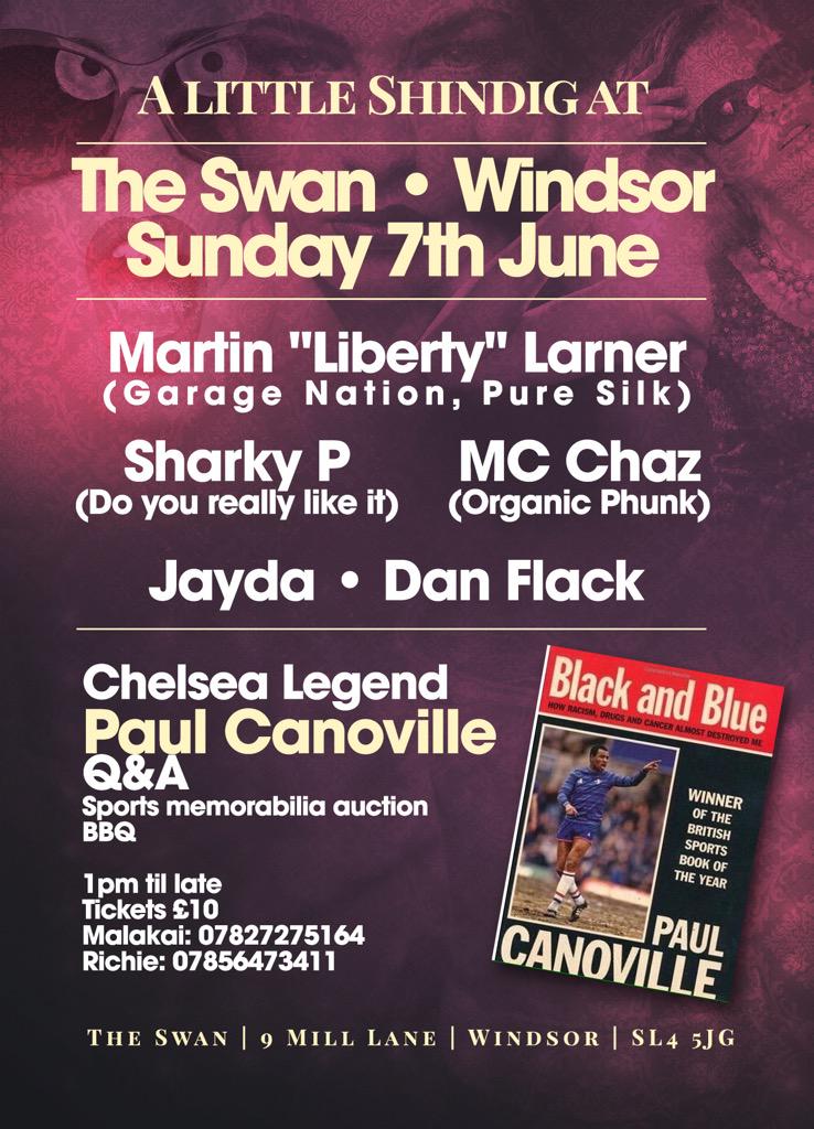 MalakaiLB's tweet photo. Sun 7th June "A Little Shindig" at The Swan Windsor #Garage with Martin Larner, Sharky P, Chaz, Jayda, Dan Flack 😎 http://t.co/CH0TQDCVAW