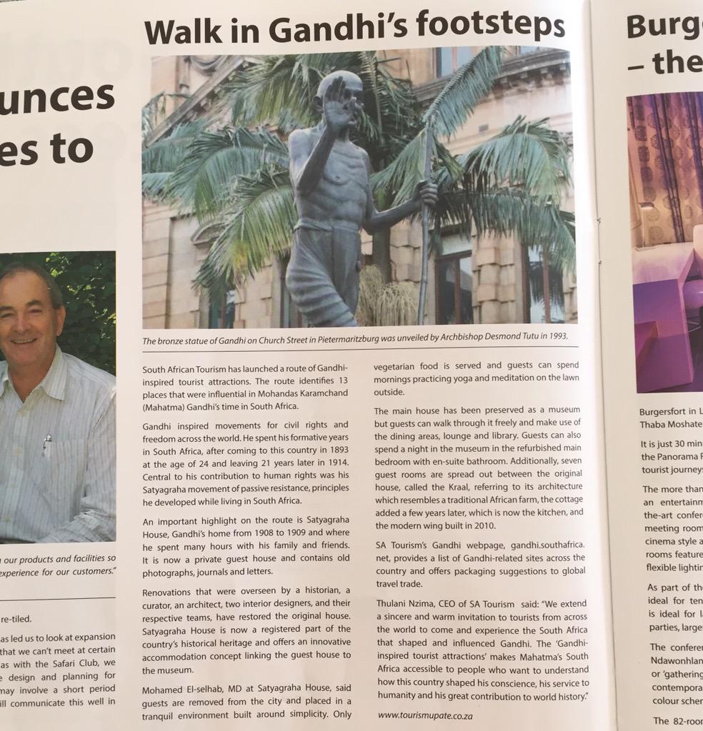 Marcher sur les pas de Gandhi en Afrique du sud cc <a href="/VoyageursduM/">Voyageurs du Monde</a> paru dans le quot. de #indaba2015 #meetsouthafrica