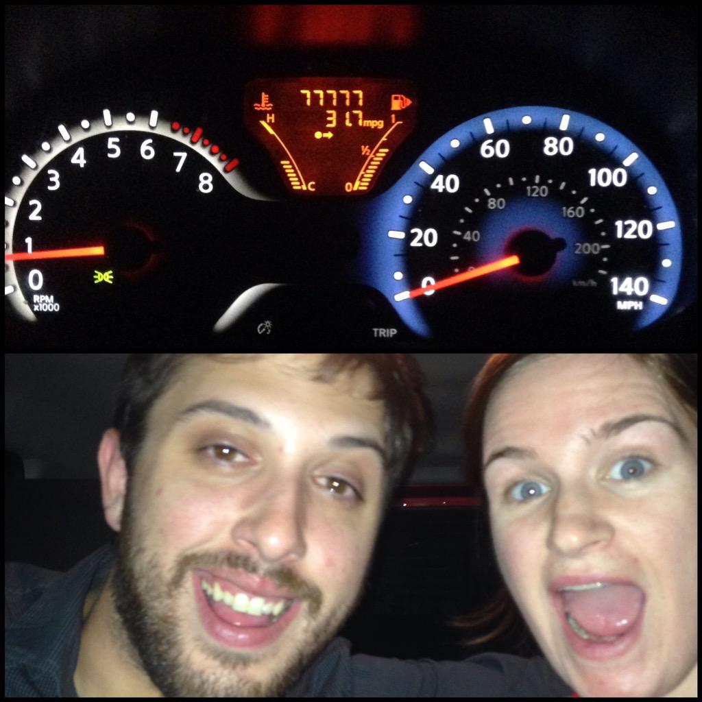 IndieLyft's tweet photo. So my passenger Jessie and I drove around the block so that we'd hit 77777 miles and document this momentous occasion http://t.co/MY4KLajcFJ