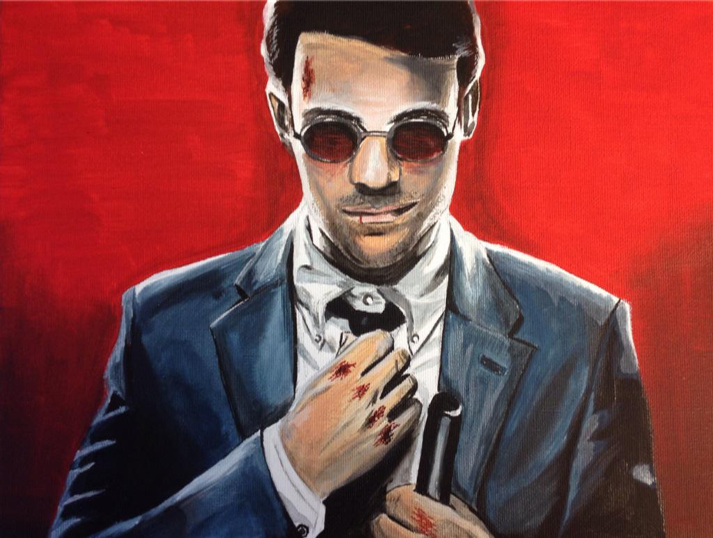 TLC_Artwork's tweet photo. Also, forgot to show this... Daredevil looking naughty! #daredevilnetflix #daredevil #comic #painting #fanart http://t.co/AMqDsPTqyd