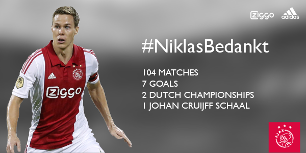 AFCAjax's tweet photo. Vandaag nemen we afscheid van onze aanvoerder. Wij zeggen #NiklasBedankt voor de prachtige jaren bij #Ajax! http://t.co/jTdMblfHCD