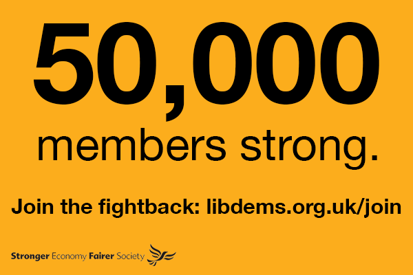 LibDems's tweet image. We're 50,000 strong and still growing. Join us now to build a more liberal Britain. #fightback bit.ly/1JTWBLN
