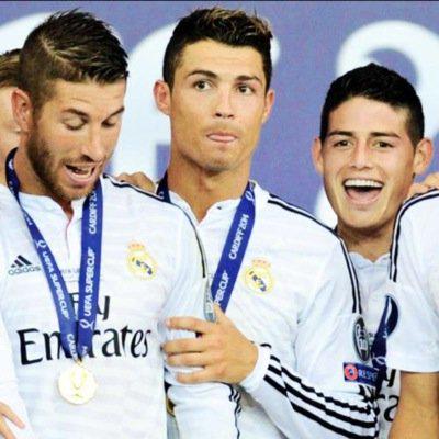 DailyBromance's tweet photo. Sergio Ramos, Cristiano Ronaldo &amp; James Rodriguez ❤😍💕 http://t.co/p48S1chFRi