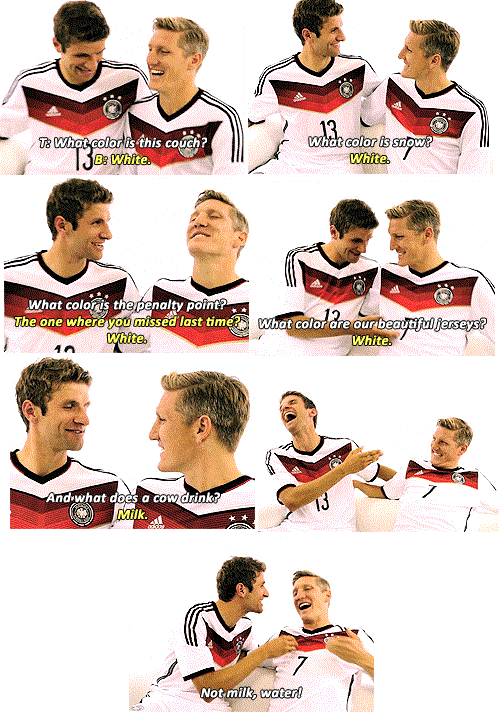 DailyBromance's tweet photo. Bastian Schweinsteiger &amp; Thomas Müller💕😁❤ http://t.co/m5xE6kRMLF