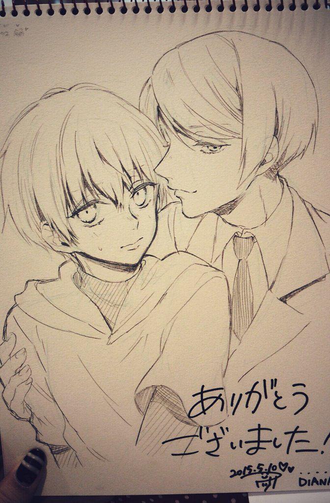 今日描かせて頂いたカネキくんと月カネ! 