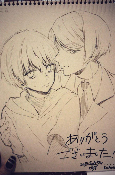 今日描かせて頂いたカネキくんと月カネ! 
