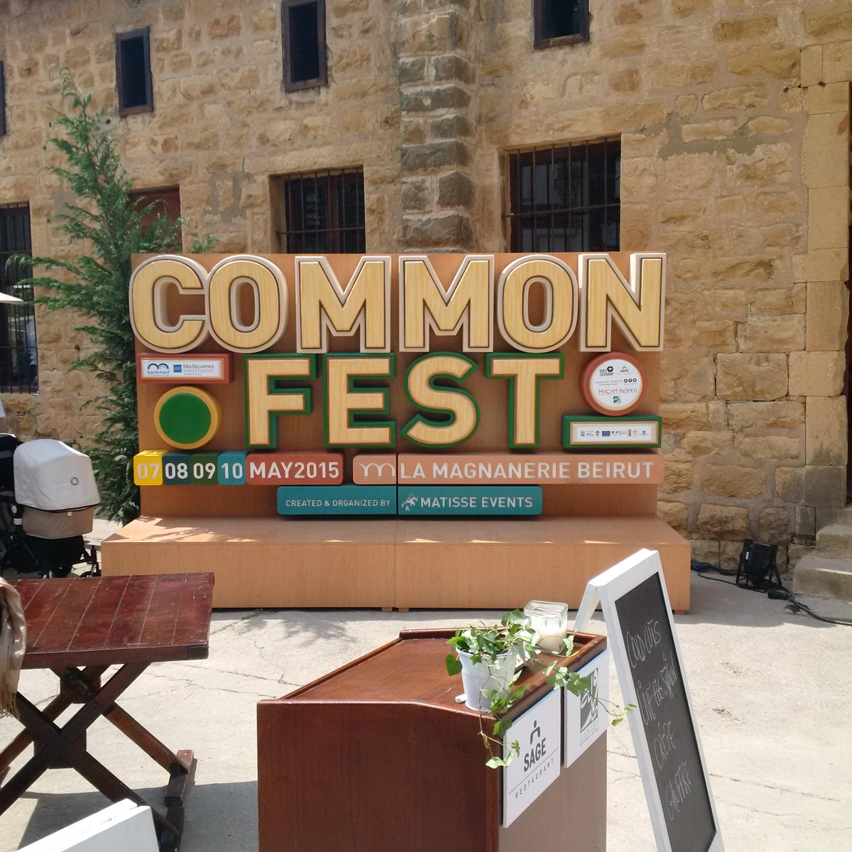 CamronPR's tweet photo. Loving the sunny Sunday vibe here at @commonfest in La Magnanerie. Mixing art, music and food as only #beirut can! http://t.co/xR9KK8rf0c