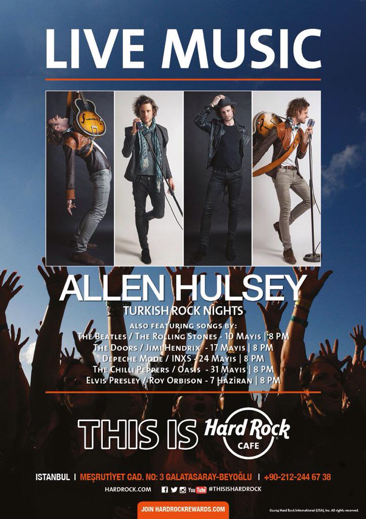 Besteci, söz yazarı, perdesiz gitarist Allen Hulsey, pazar akşamları Hard Rock Cafe İstanbul 'da! #ThisIsHardRock