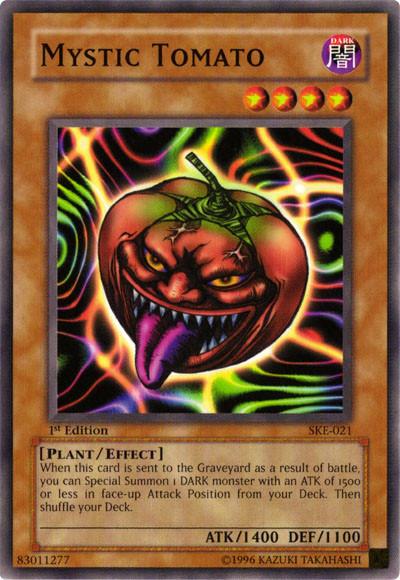DuelNetwork's tweet photo. Card of the Day: Mystic Tomato! #Yugioh #Mystic #Tomato #Card #Fruit #Hungry http://t.co/x7pLv1uKoz