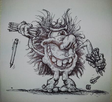 hometimenow's tweet photo. @Daily__Doodle heres #MyMiniMonster the biro thief. A biro work distraction doodle =^D http://t.co/l30q0LmIvO