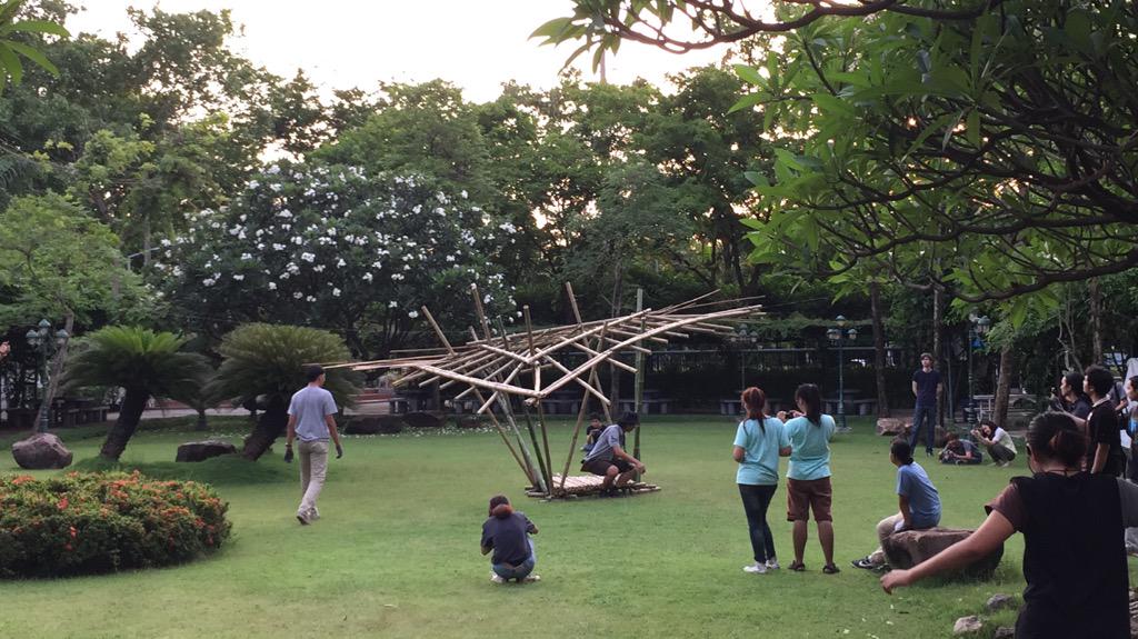 Great #bamboo workshop today in Bangkok at the #Sripatum University. Pavilion in the park!