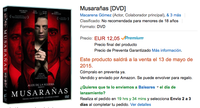 HelherEscribano's tweet photo. El 13 de mayo no te lo pierdas... #Musaranas en BlueRay y DVD!!!! Para todos aquellos/as que lo esperabáis con ansia http://t.co/g1pbas63tX