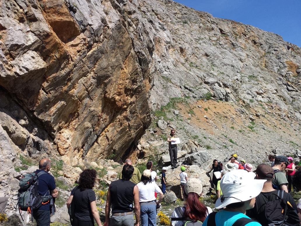 PilarYMas's tweet photo. Tras las huellas del Jurásico #Geolodía15 #AguilardeCampoo .Calizas lacustres. @sgeologica Gracias a los monitores!! http://t.co/BkwlUIRGqQ