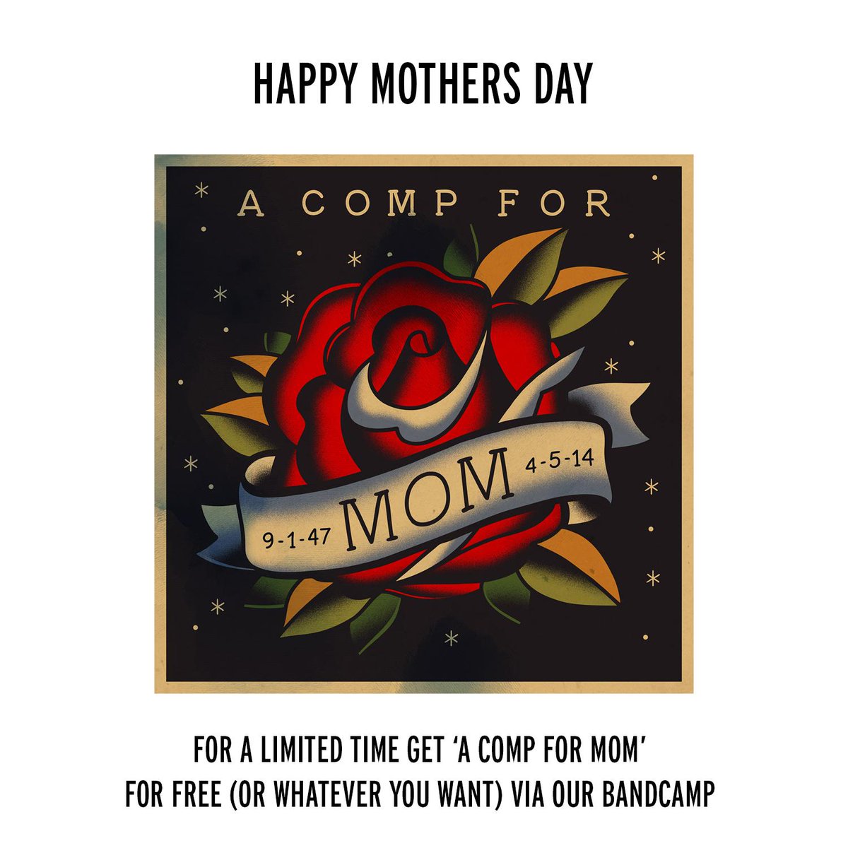 nosleeprecords's tweet photo. Happy Mothers Day. Get #ACompForMom for Free (or whatever) via our @Bandcamp https://t.co/zQlEhgxLn7 http://t.co/eOpcPQmNlq