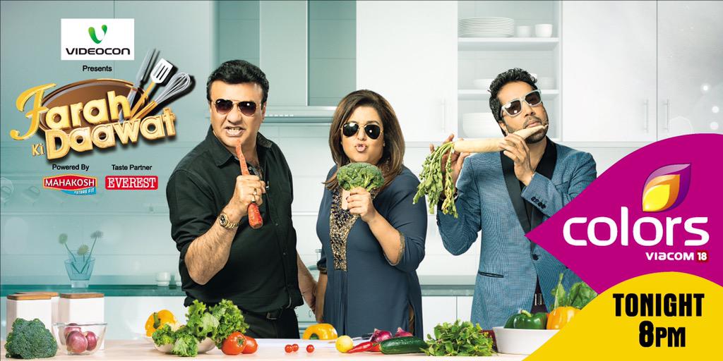 TheFarahKhan's tweet photo. The madness has begun @FarahKiDaawat with @The_AnuMalik n @MikaSingh now on Colors http://t.co/UsOzX3a4Yj