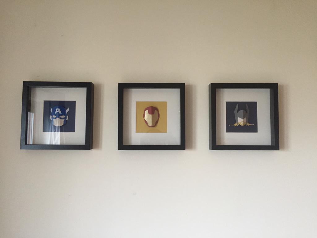 rcknight's tweet image. Just hung my 3d avengers wall art by @FLABdesign … Love them! #notlevel