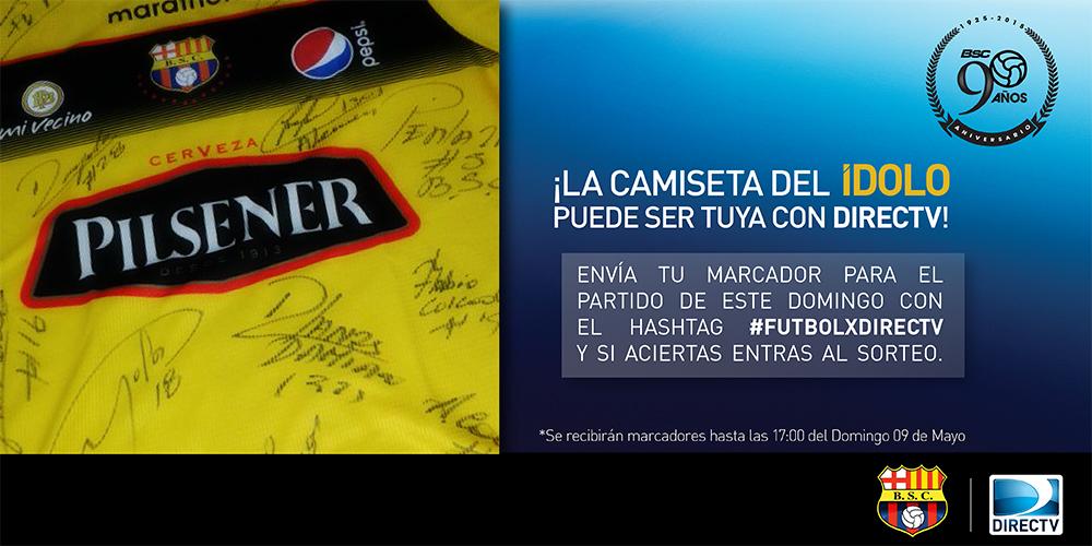 DSportsEC's tweet photo. ¿Quieres la camiseta de @BarcelonaSCweb? Haz RETWEET de esta imagen y envía tu marcador con el HT #FutbolxDIRECTV http://t.co/xVbsosY7Sl