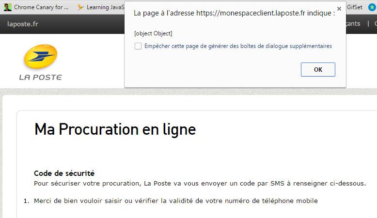 Procuration en ligne la poste ne fonctionne pas