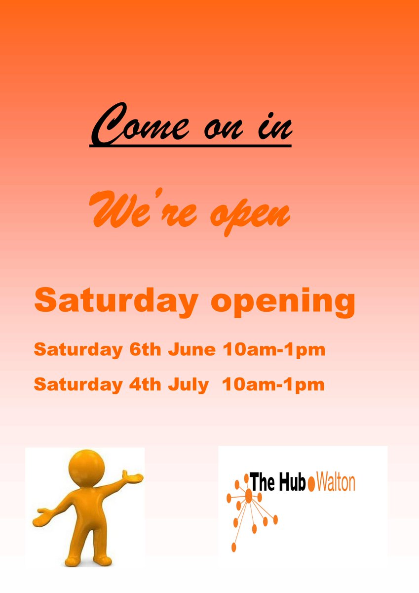 HubAddlestone's tweet image. Saturday opening hours at the Walton hub, see poster for more details