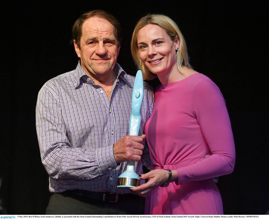 DUSwimmingClub's tweet photo. Congrats to Bert O'Brien who last night was presented with @swimireland Outstanding Contribution to Water Polo Award! http://t.co/6Izbiq846i