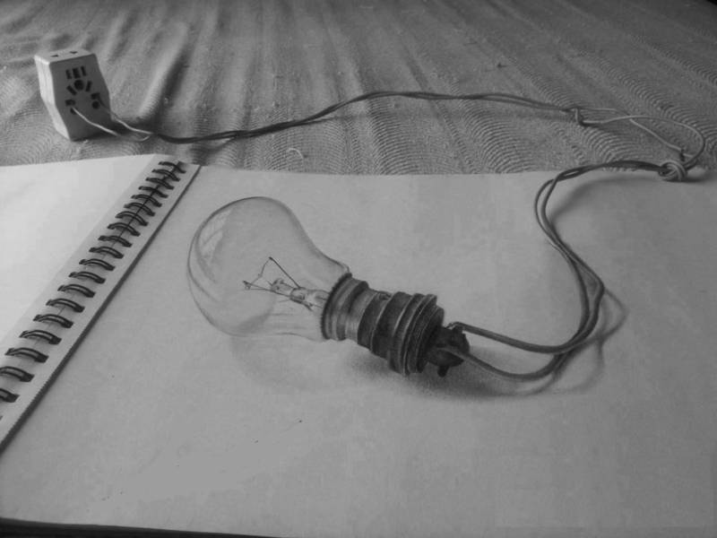 Ultra realistic 3D bulb drawing