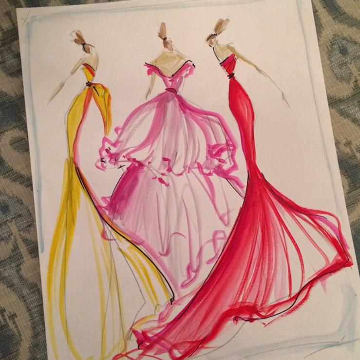 Sketch of the day: ladies in organza gowns. Sketch prints and originals ...