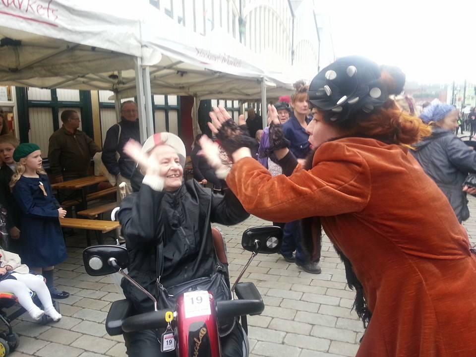 Zebra_carol's tweet photo. Face of #Stockport #VEDay70 here she is again 'rocking' with the Vintage Urban Gypsies - she's a #star @SMBC_Museums http://t.co/9P2aEZpFLD