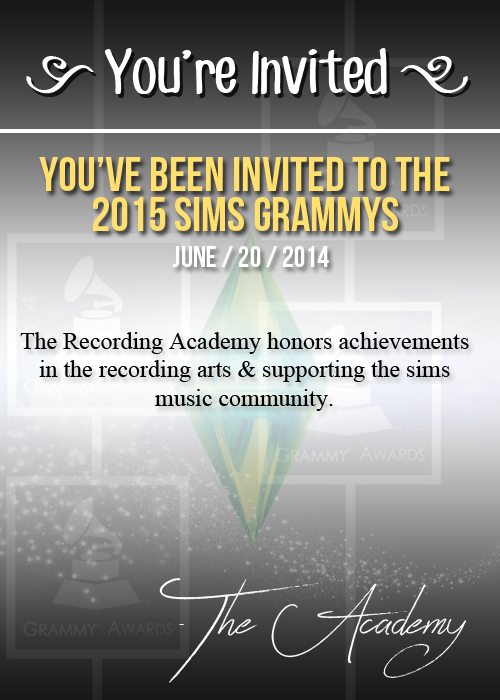 SimsGrammys's tweet photo. Everyone Is Invited To The 2015 Sims Grammys Premiering June 20th 2014 At 8:00pm EST. #RT http://t.co/n9M8pDQUFm