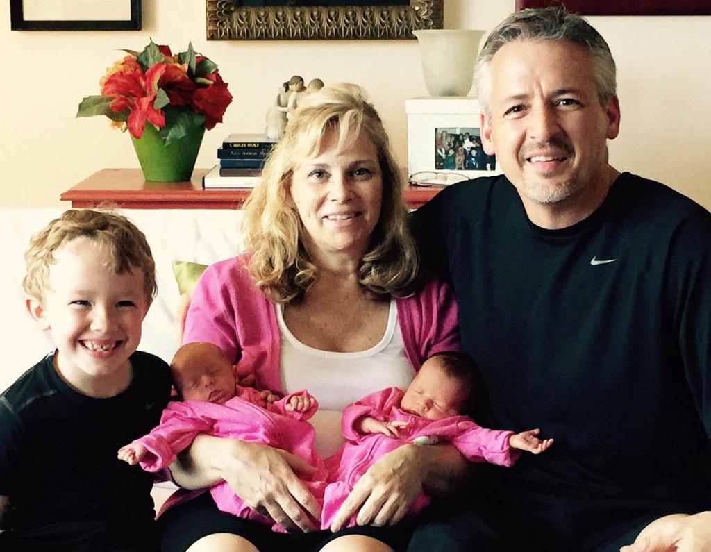 jimharbaugh's tweet image. T.J. &amp;amp; Karen Weist w/ son James &amp;amp; twin daughters Karrington &amp;amp; Samantha. Sam got home today. Best Mother's Day ever!