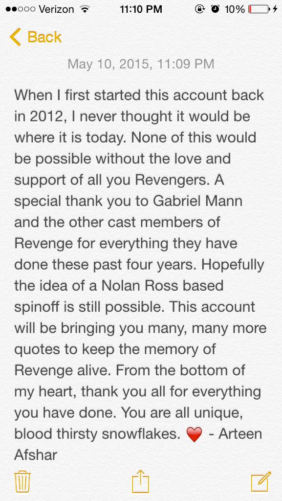 Quotes_Revenge's tweet photo. Happy Revenging to all, and to all a good night. #GoodbyeRevenge #Revenge http://t.co/kM03cc5J6t