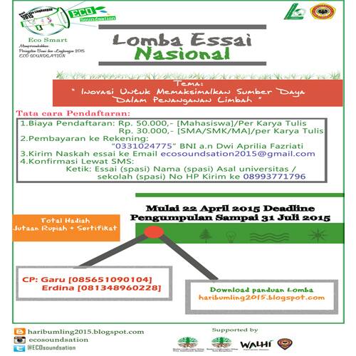 <a href="/BEMSTMIK_ID/">BEM STMIK INDONESIA</a> | Lomba Essai Nasional | 22 Apr-31 Juli'15 | Pendaftaran pd CP yg tertera #LombaEssaiNasional