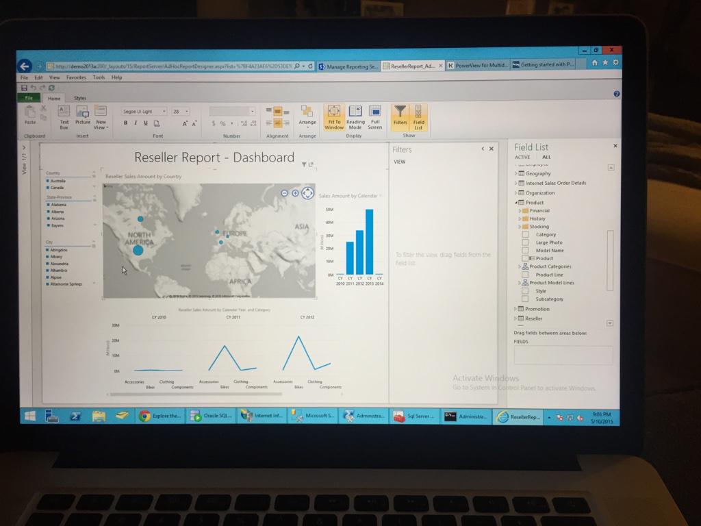 DevOpsOscar's tweet image. Got a beautiful #PowerView Report rendering nicely on #SharePoint for tomorrow's demo. #SQL2014 #ReportingServices