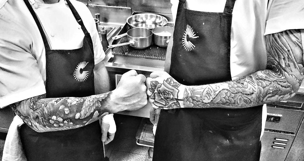 Battle of the chef tattoos <a href="/ChefASimmonds/">Adam Simmonds</a> &amp; @chefulphy on #LuxuryEclipse We'd love to see your #cheftattoo