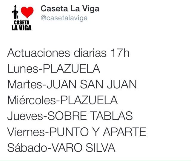 bereber_jerez's tweet photo. Actuaciones d nuestras casetas!

LA VIGA Hoy @grupolaplazuela

CARREFOUR Hoy 17:30 @varo_silva 23:30 @grupolaplazuela http://t.co/PMh9GkhLAc