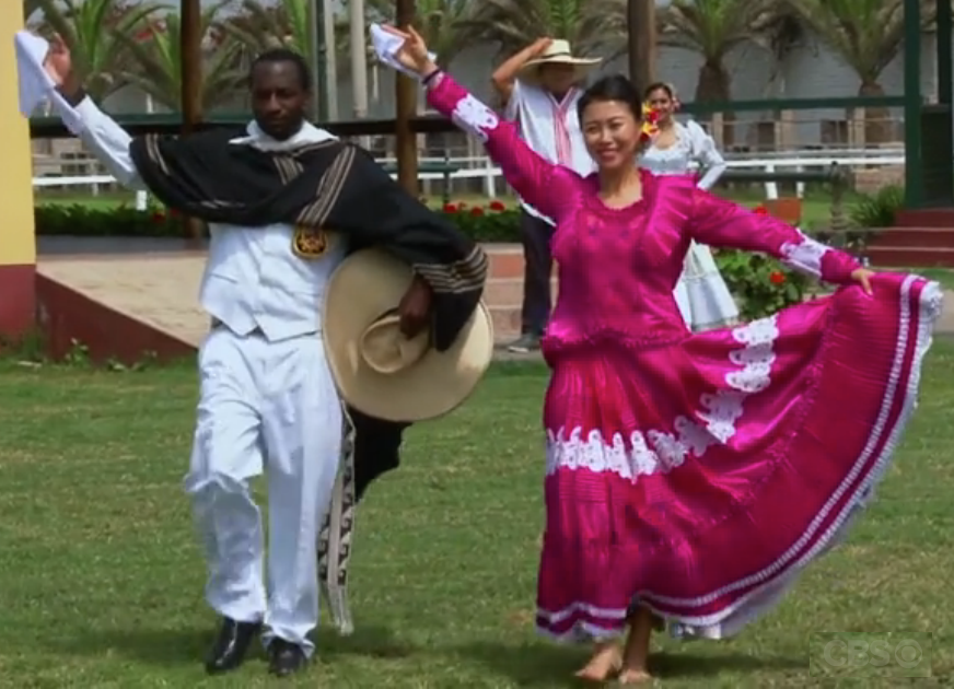 koobtra's tweet photo. <3 Jenny &amp; Jelani's dance outfit in Peru. Very colorful &amp; sexy! #JennyJelani @AmazingRace_CBS #AmazingRace http://t.co/ILgW4t2703