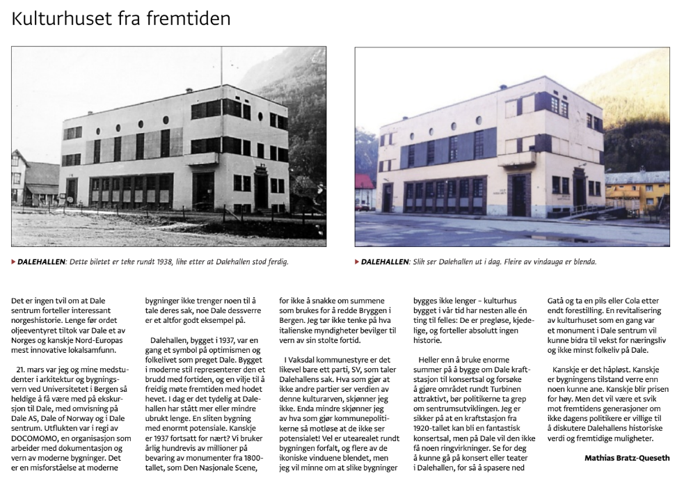 HumStud's tweet photo. Kunsthistoriestudent @BratzQueseth taler en moderne bygnings sak, i Vaksdalposten. #dale #arkitektur #bevaring http://t.co/WqBPbMGm2g