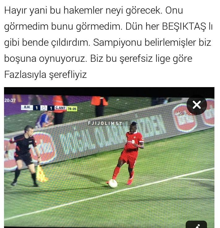 Tolga Özkalfa: Ba'ya yapılan penaltıyı  Serdar'a yapilan faulü ,taç pozisyonunu görmedim,kornere,çıktığını görmedim!