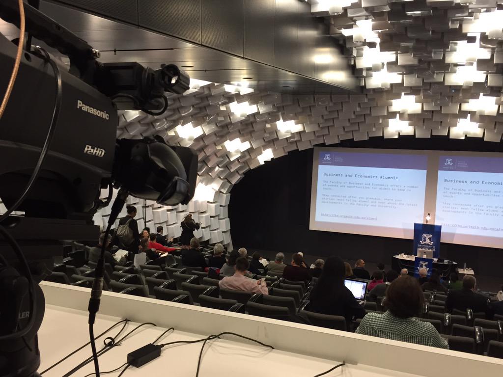 BusEcoNews's tweet image. Getting ready for tonight&apos;s Freebairn Lecture with @JohnQuiggin. Follow the conversation at #freebairn15. #busecomelb