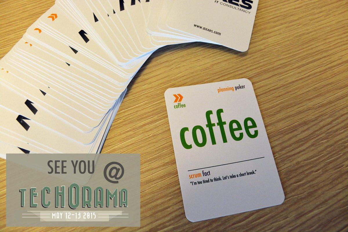 Axxes_IT's tweet photo. Interested in scrum cards? See you tomorrow during coffee break(s)! #techorama http://t.co/pTR10fbkhA