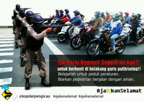 Tak harus seperti ini kan 'tuk berhenti dibelakang garis putih? Biarkan pejalan kaki menyeberang di zebra cross dengan aman, nyaman &amp; selamat.  #AjakanSelamat  #RoadSafety