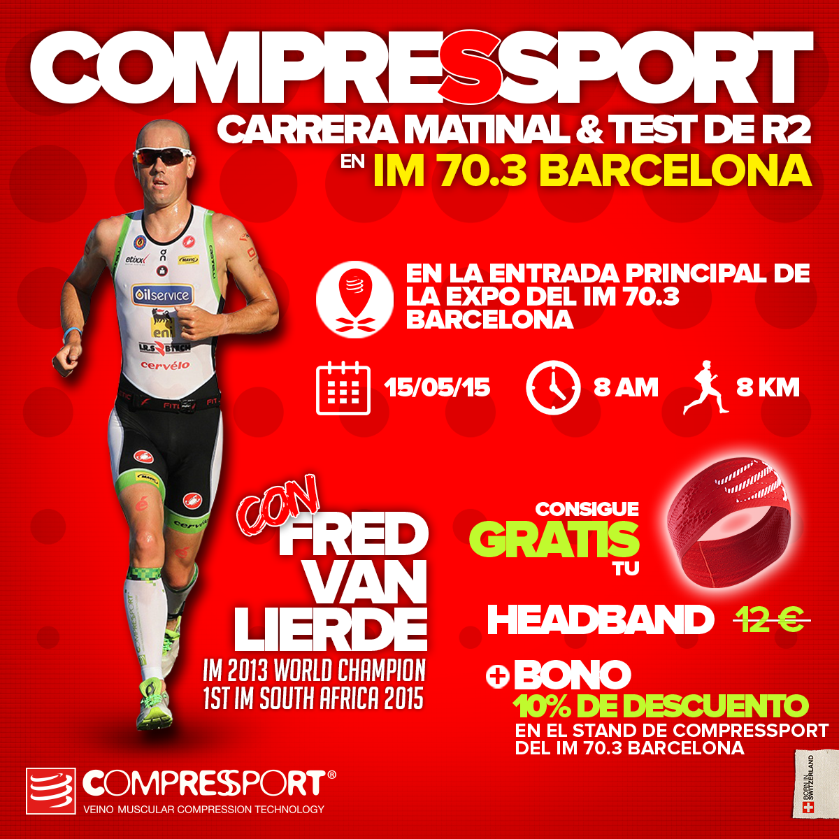 compressport_es's tweet photo. ¿Participas en el #IM703Barcelona? #Compressport te invita al #MorninRun &amp; #R2Testing junto al campeón @fvanlierde http://t.co/0gbmwXcWlj